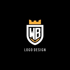 Initial WB logo with shield, esport gaming logo monogram style © Abdul