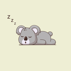 Cartoon cute koala sleeping. Vector illustration