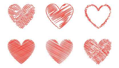 Heart contour vector. Red hand drawn love icon isolated. Paint brush stroke heart icon. Hand drawn vector for love logo, heart symbol, doodle icon and Valentine's day. Painted grunge vector shape