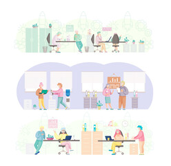 Business people man and woman talking. Colleagues discussing work, chatting communicating sitting at office desk. Businesspeople have project strategy planning meeting. Teamwork with business plan