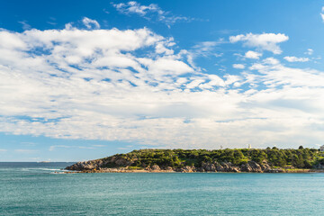 Port Elliot beach with the obelisk on a bright day during the winter season, Fleurieu Peninsula, South Australia