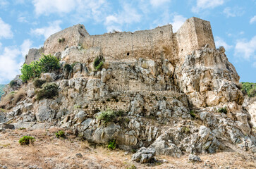 Fototapeta na wymiar The 17th century Mseilha Fort built on a limestone rock, Lebanon