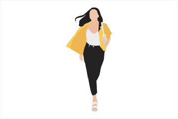 Vector illustration of casual women posing on the sidewalk