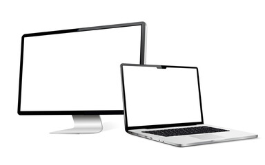 Fototapeta premium Responsive design computer display with laptop mock up