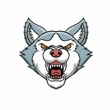 Angry wolf head mascot illustration