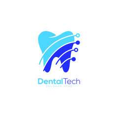 Dental teeth Digital Connection & technology tooth Logo Design illustration