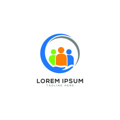 Human unity logo with hand Circle icon illustration.eps