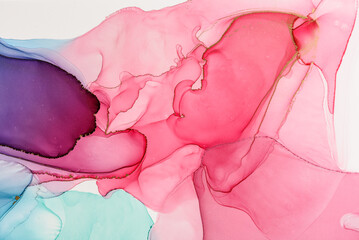 Abstract alcohol ink fluid art background in pink