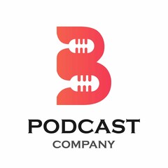 Letter b with podcast logo template illustration. suitable for podcasting, internet, brand, musical, digital, entertainment, studio etc
