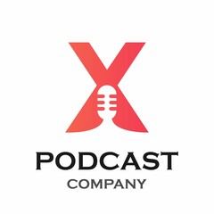 Letter x with podcast logo template illustration. suitable for podcasting, internet, brand, musical, digital, entertainment, studio etc