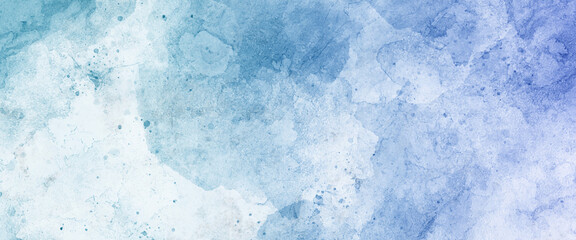 Blue watercolor background hand-drawn with space for text or image, light blue watercolor background hand-drawn with copy space for text, Colorful bright ink and watercolor textures.