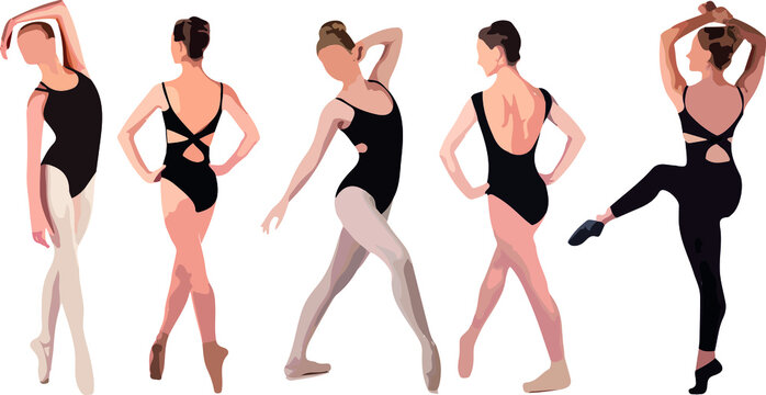 Vector silhouette of ladies, front, back, lateral, view perfect to include in your architecture projects, renders, sketches or plans.