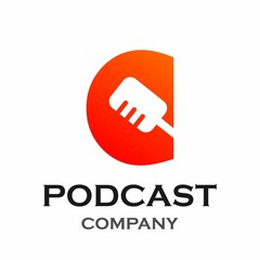 Letter c with podcast logo template illustration. suitable for podcasting, internet, brand, musical, digital, entertainment, studio etc