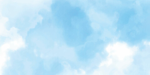 Fototapeta premium blue sky with white clouds, abstract watercolor background, vector illustration