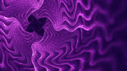 Velvet Violet Smoke Swirls on Black Abstract Fractal Gnarls Background. Rich purple luxurious organic wave ripple texture render. Soft sensual chaotic creative backdrop