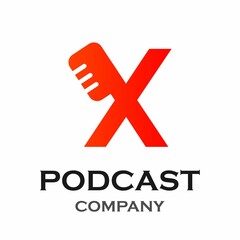 Obraz premium Letter x with podcast logo template illustration. suitable for podcasting, internet, brand, musical, digital, entertainment, studio etc