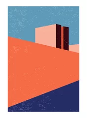  Contemporary aesthetic geometry architecture poster in mid century modern style © C Design Studio