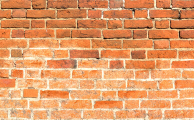 Old red brick wall. Background.