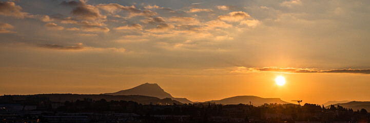 the Sainte Victoire mountain in the light of a winter morning