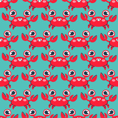 Bright seamless pattern with crabs