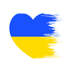 Heart with Ukraine flag colors. Love peace. Stop War in Ukraine. Vector illustration.