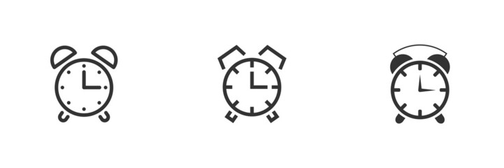 Alarm clock vector icon isolated on white background. Simple line outline style. Vector illustration.