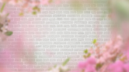 brick wall background with flowers