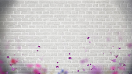 flowers foreground brick wall background