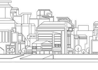 sketch of a city illustration building Town lines