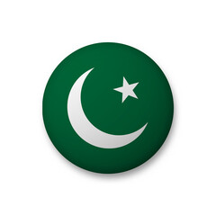 Obraz na płótnie Canvas Button National flag of Pakistan with paper texture design. Vector illustration. Eps10