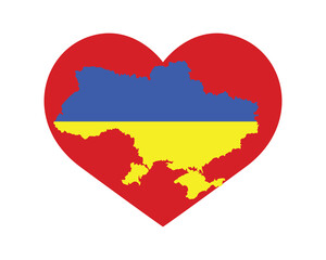 Ukraine.Map of Ukraine on the background of a red heart. Vector