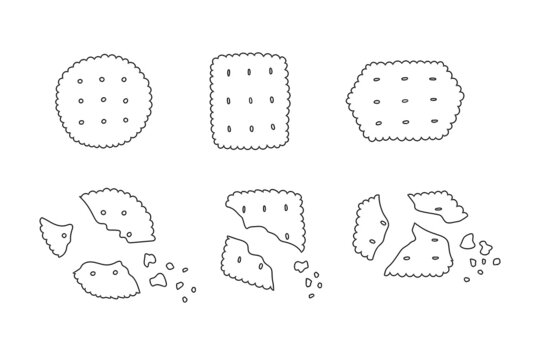 Cheese Crackers And Broken Ones Isolated Vector Illustration