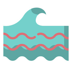 Vector sea wave flat icon, wave and power 64x64 Pixel, white background