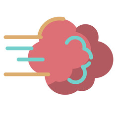 Vector wind flat icon, nature and wind 64x64 Pixel, white background