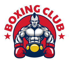 Boxing Badge Gym Mascot Logo
