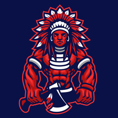 Fototapeta na wymiar Indian Chief Warrior Mascot logo