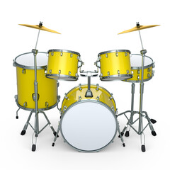 Obraz na płótnie Canvas Set of realistic drums with metal cymbals or drumset on white background