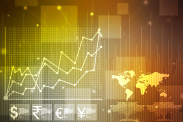 Business Growth graph on technology background, Futuristic raise arrow chart digital transformation abstract technology background. Big data and business growth currency stock and investment economy