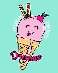 ILUSTRACION HELADO CEREZA 