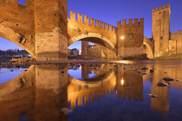 Castelvecchio Bridge over the Adige River in Verona, Italy