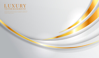 3D white luxury abstract background overlap layers on bright space with golden stripes effect decoration. Graphic design element future style concept for flyer, card, brochure cover, or landing page