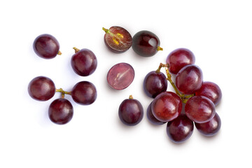 Red grapes  isolated on white background. 