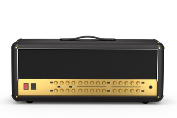 Classical electric and acoustic guitar amplifier isolated on white background.