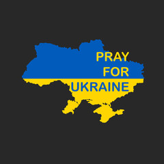 No war in Ukraine. Pray for Ukraine. Ukrainian flag with text. Aggression and military attack. Stop war banner. Save Ukraine from russia. Vector illustration.