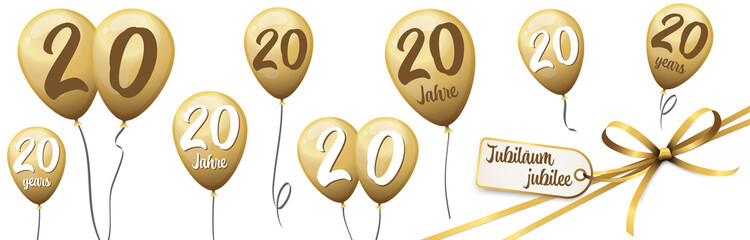 jubilee balloons 20 years - obrazy, fototapety, plakaty