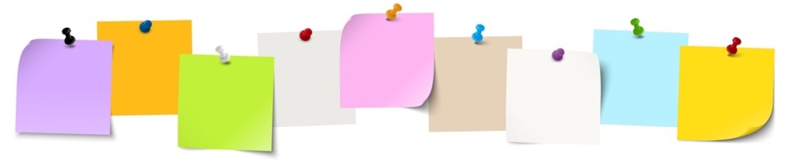 sticky notes with colored pin needles - 491446764