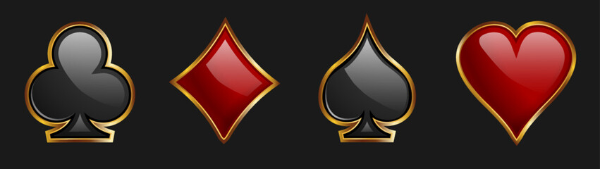 Casino suits icons. Vector set of symbols.