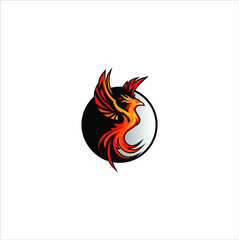 phoenix fire logo design vector graphic