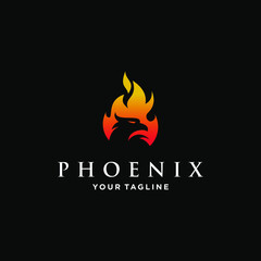 phoenix fire logo design vector graphic