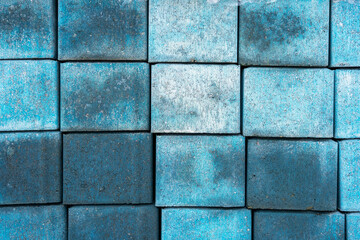 background and texture of blue paving tiles for paths in the city